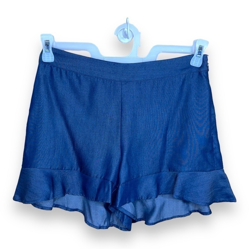 NEW SIZE 4 PETITE BLUE RUFFLE SHORTS KAARI LYOCELL